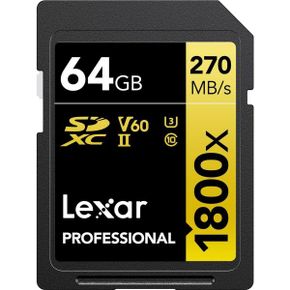 미국 렉사 sd카드 Lexar Gold Series Professional 1800x 64GB UHSII U3 SDXC Memory Card 15392