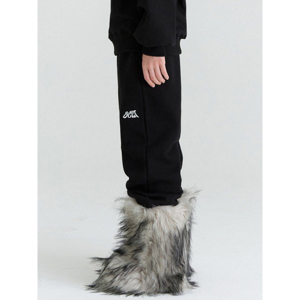 E06 기모 미니로고 조거팬츠(블랙)