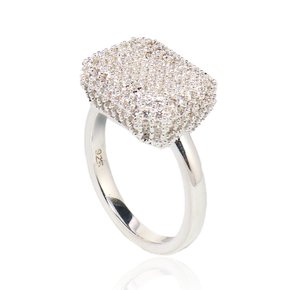 [Ir248] Luxury Pave Silver Ring