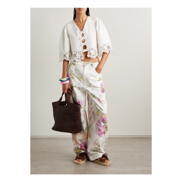 아일라 크롭 자수 브로드리 앙글레즈 코튼 리넨 혼방 탑 화이트 46376663162873777