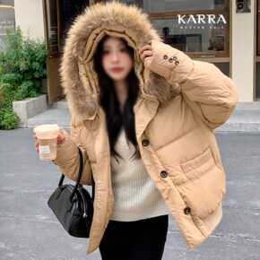 KARRA (77까지)버튼에코라쿤퍼패딩_A3F18326