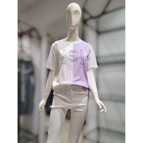 배색 프린트 포인트 티셔츠SGIBD28300 _SG