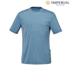 남성 핀스트라이프 라운드넥 티셔츠 블루 (ITY120543)