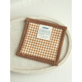 square tea coaster - corduroy brown check