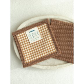 square tea coaster - corduroy brown check