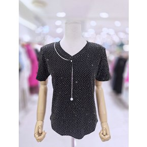 글리터 큐빅 포인트 브이넥 반팔 티셔츠 색상 택1 SH06TS670