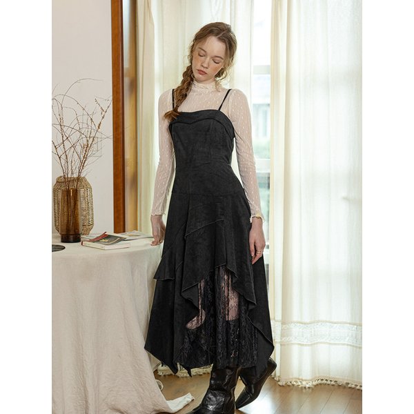DD_Irregular hem mesh dress_BLACK