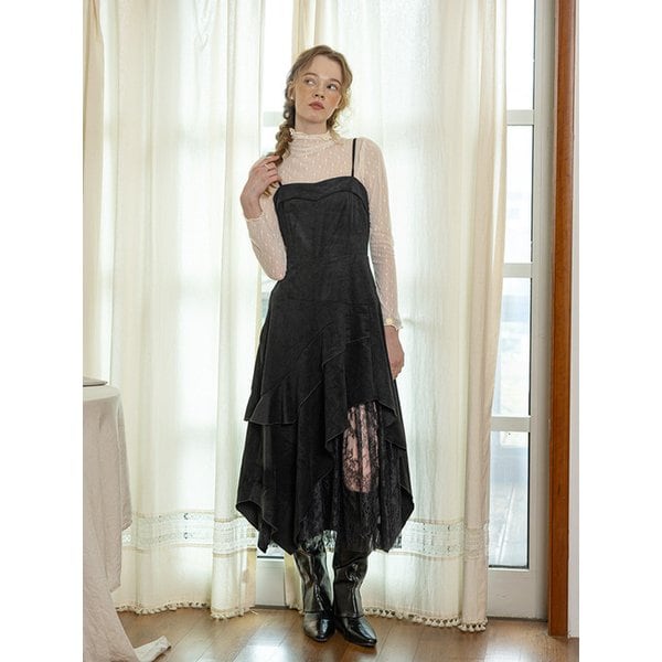 DD_Irregular hem mesh dress_BLACK
