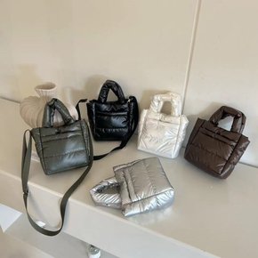 패딩 사각 미니토트백