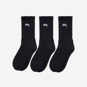 스투시 스몰 스탁 크루 삭스 블랙 (3개입) Stussy Small Stock Crew Socks Black (3 Pack)