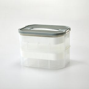 ON 분류와 이동이 편한 뚜껑활용 2단 블록정리함 30.5x22.5x22cm 블루그레이