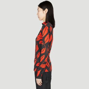 [해외배송] 메릴 로게 리프 프린트 탑 WS23310 LEAVES SILK JERSEY RED/BLACK