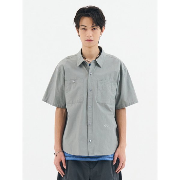 2PK S/S COMFY SEMI CROP SHIRTS (SKY BLUE)