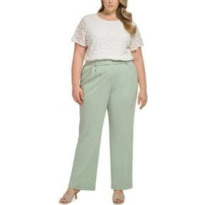 4856598 Calvin Klein Plus Womens High Rise Pleated Wide Leg Pants