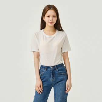 JAJU 여 프렌치 리넨 반팔 티셔츠(WHITE / OFF WHITE / BEIGE / LIGHT BEIGE / KHAKI / ZET BLACK / BLACK)