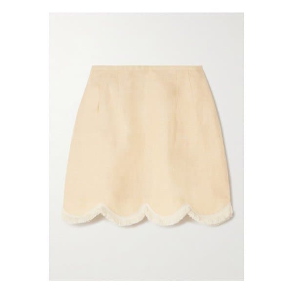 포세 에시 프린지 리넨 미니 스커트 파스텔 옐로 46376663162895056
