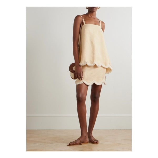 포세 에시 프린지 리넨 미니 스커트 파스텔 옐로 46376663162895056