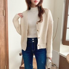 [다잇템] 여자 V넥 빨간 스웨터 돌만 FW 버튼 가디건