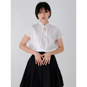 Ramie Ribbon Blouse_White