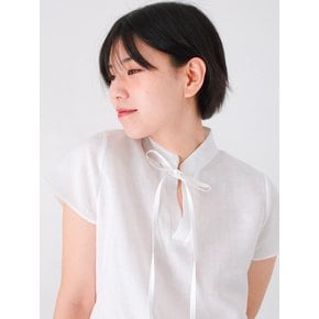 Ramie Ribbon Blouse_White