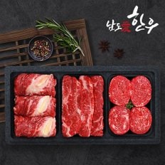 [바로배송][냉장][남도애한우] 한우 1등급 실속 구이정육혼합세트 2호 (등심+채끝+불고기)/팩당400g