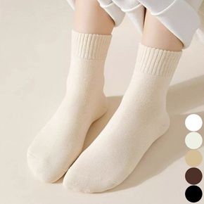 여성 양말 따뜻한 겨울 중목 무지 밴딩 기모양말