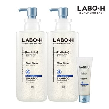 라보에이치 두피강화클리닉 쿨링&노세범 샴푸 400ml * 2입 + 112ml 증정