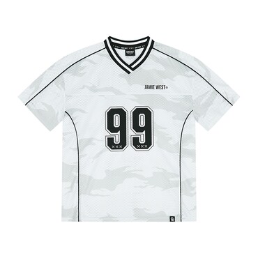제이미웨스트 NO.99 V넥 매쉬 카모 티셔츠 (화이트)