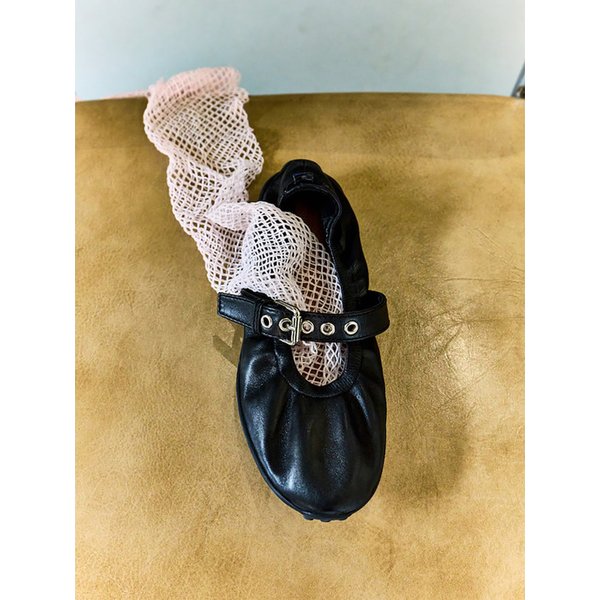 Leather Ballet Flat Shoes  Black (KE61K2M015)