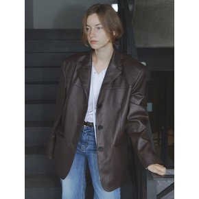 ECO LEATHER TAILORED JACKET / BROWN