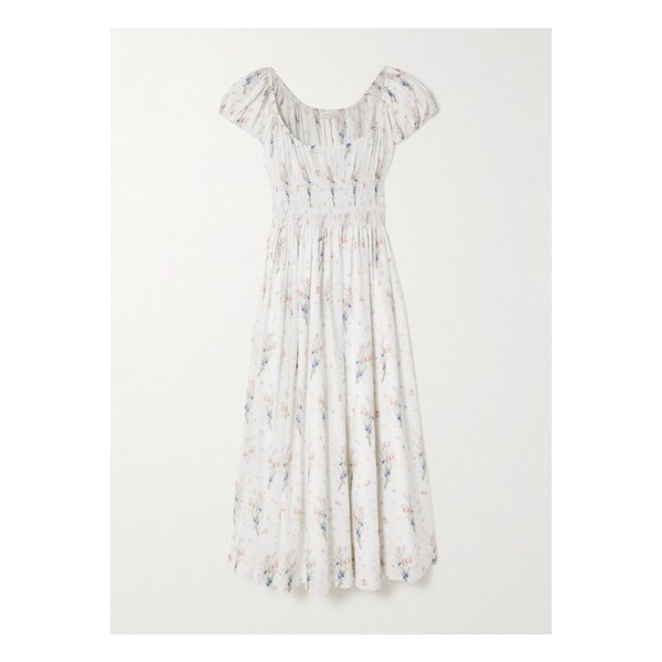 도엔 퀸리 셔링 플로럴 프린트  코튼 미디 드레스 오프 화이트 1647597357418295