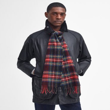 바버 [24FW] 블랙 New Check 타탄 패턴 스카프 (URSC4F005BK)