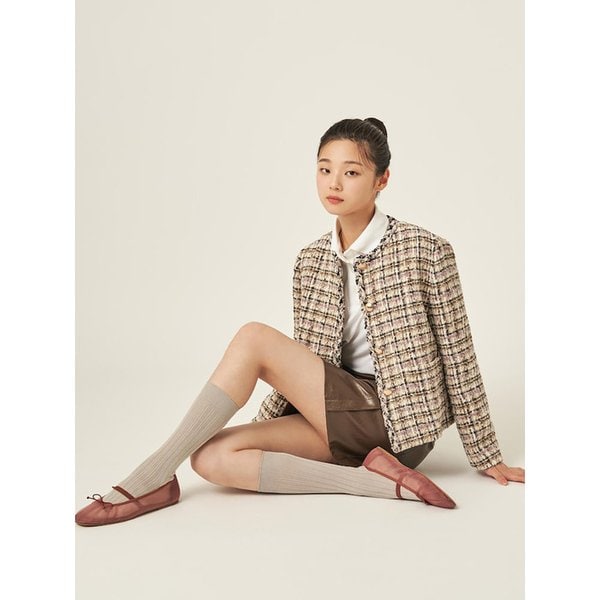 트위드 쇼트 재킷  베이지 (BF5811C01A)