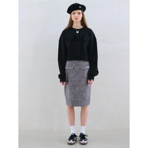 ROCKSTAR LEATHER STUD SKIRT_GREY