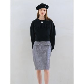 ROCKSTAR LEATHER STUD SKIRT_GREY