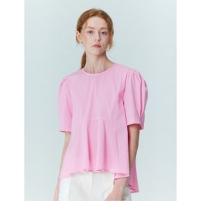 Back Ribbon Detail Peplum Blouse_Pink