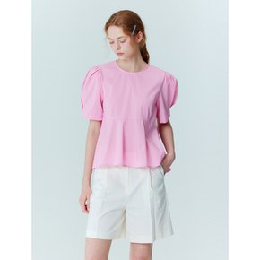 Back Ribbon Detail Peplum Blouse_Pink