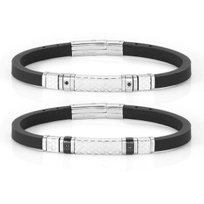 팔찌 CITY (시티) bracelet in steel, rubber and 2 cz with PVD finish 028809 (택1)