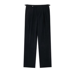 Wool Flannel adjust 2Pleats relaxed Trousers (Navy)