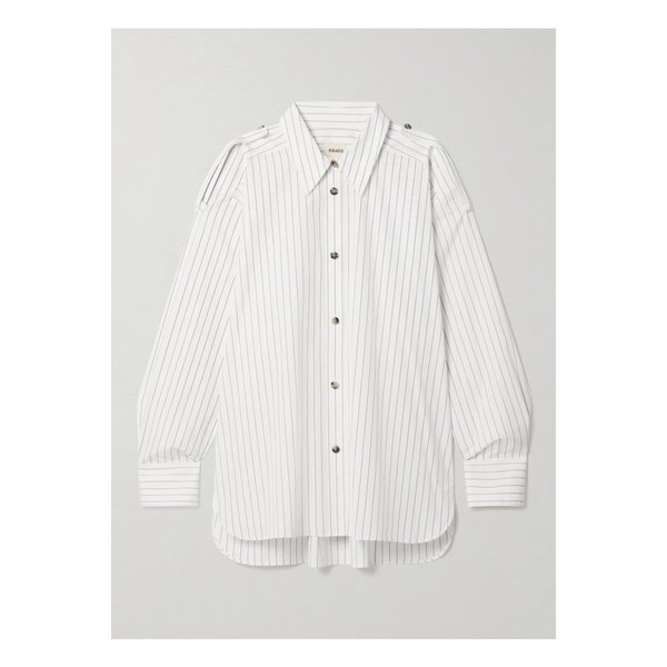 케이트 타말 오버사이즈 스트라이프 코튼 포플린 셔츠 화이트 1647597340066433