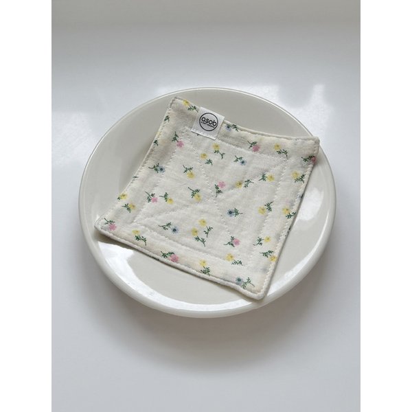 이플 플라워 6중거즈 티코스터 컵받침 패브릭코스터 홈카페