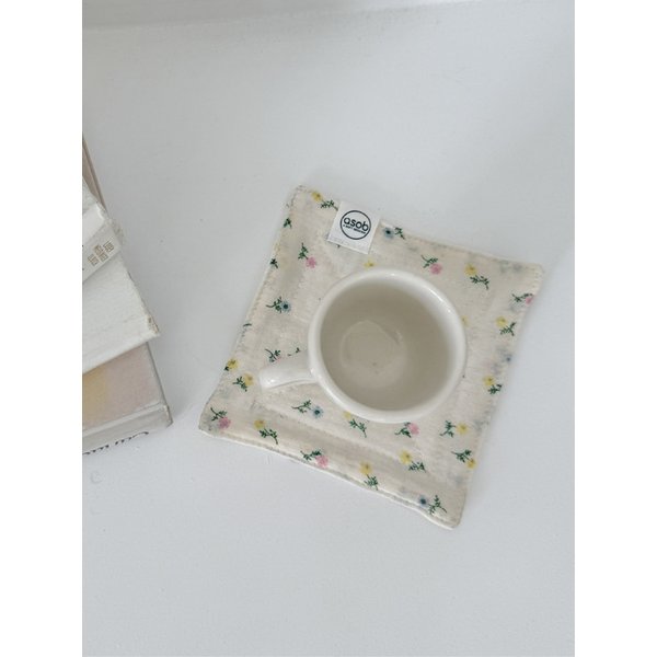 이플 플라워 6중거즈 티코스터 컵받침 패브릭코스터 홈카페