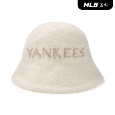 MLB [코리아공식] 베이직 레터링 니트 버킷햇 돔핏 NY (D.Cream)