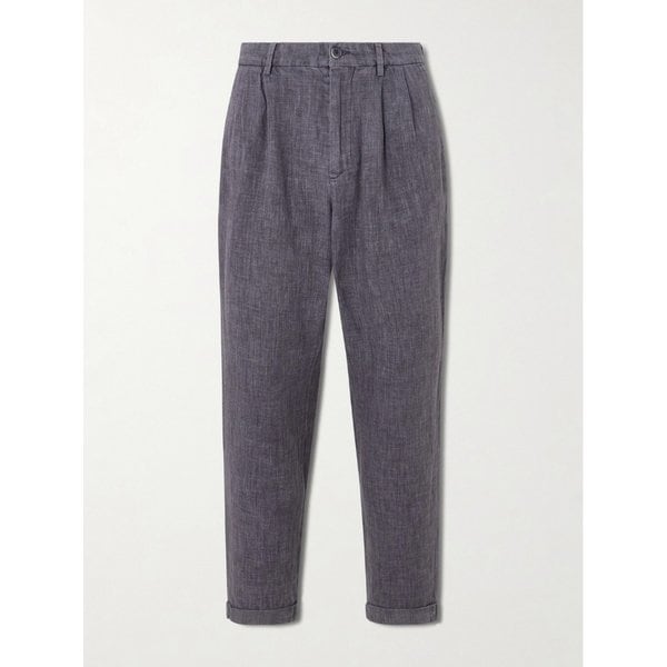 크롭 테이퍼 플리츠 리넨 블렌드 수트 팬츠 46376663162940234