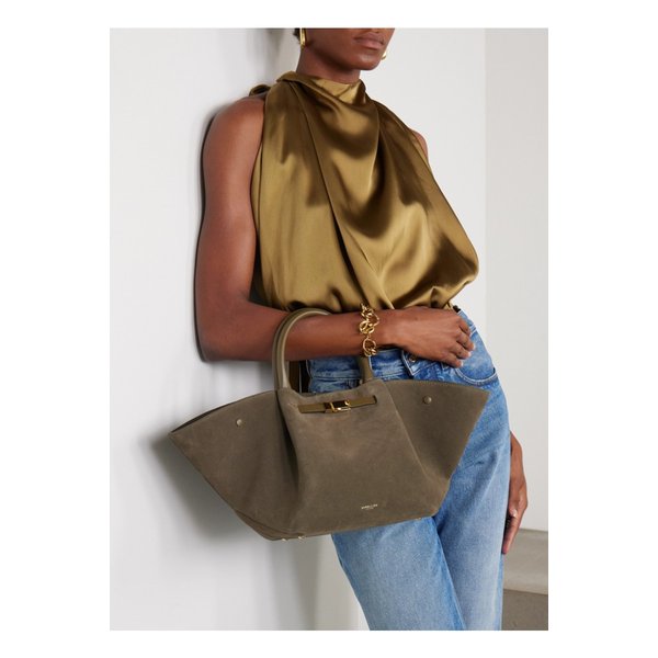 드멜리어 뉴욕 가죽 트리밍 스웨이드 토트 그린 1647597338076653