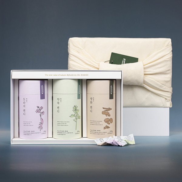 [바라기] 캔디 지관통 3종 선물세트 (도라지/쌍화/약쑥) + 쇼핑백