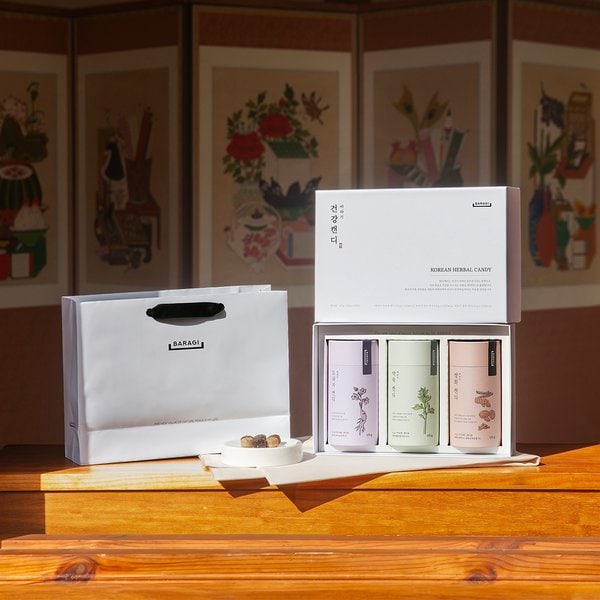 [바라기] 캔디 지관통 3종 선물세트 (도라지/쌍화/약쑥) + 쇼핑백