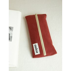 flat pencil case - brick red (middle zipper)