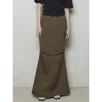 리파인드902 Tuck Cargo Maxi Skirt_Khaki