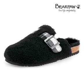 베어파우(BEAR PAW) 재입고 여성 BELLE 양모 뮬 뽀글이 슬리퍼 블랙 K917261